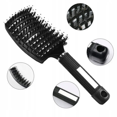 Щетка для волос с щетиной кабана, массажная, профилированная (919D)