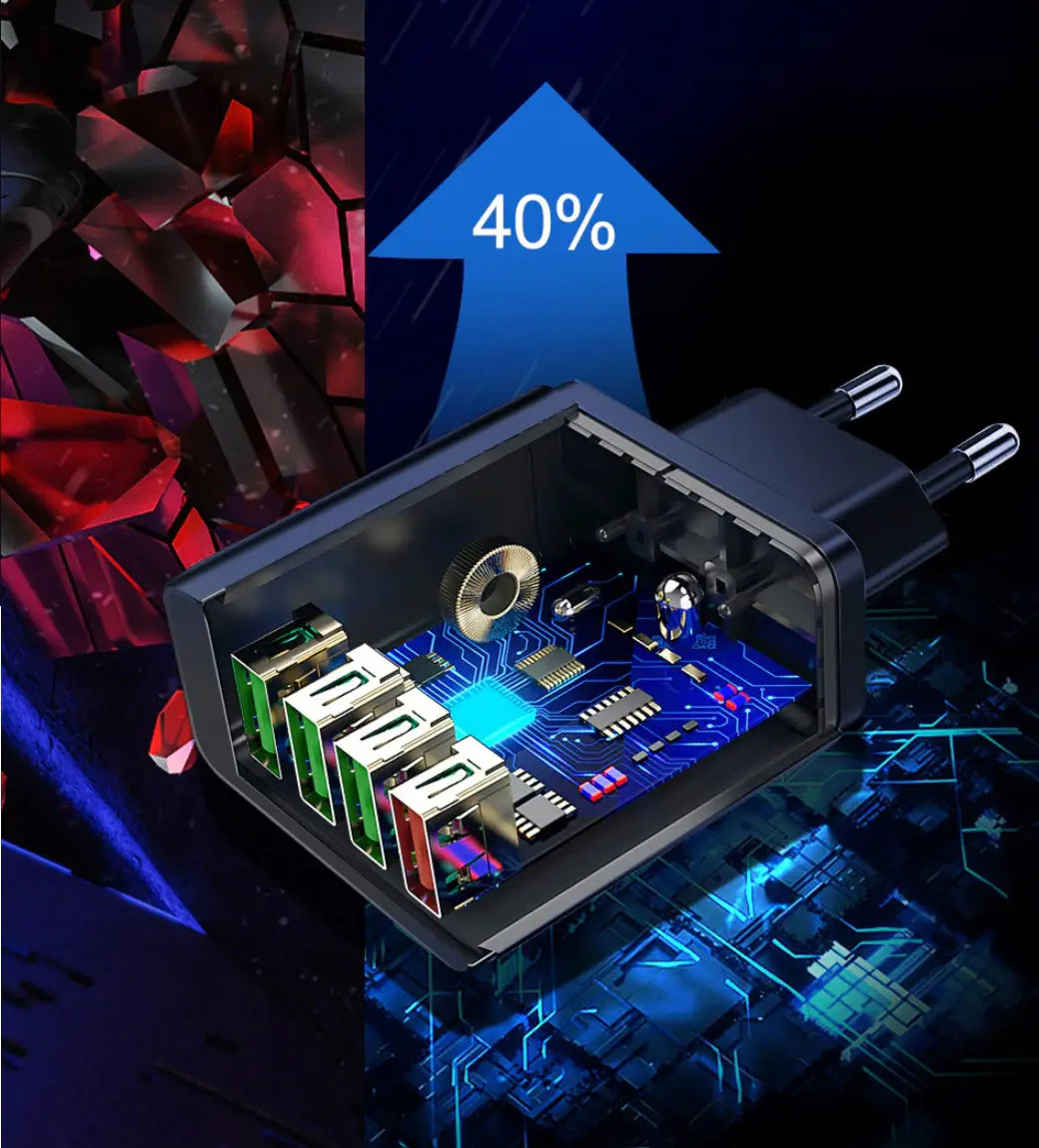 Ātra tīkla uzlāde 4x USB Quick Charge 3.0 (511D)