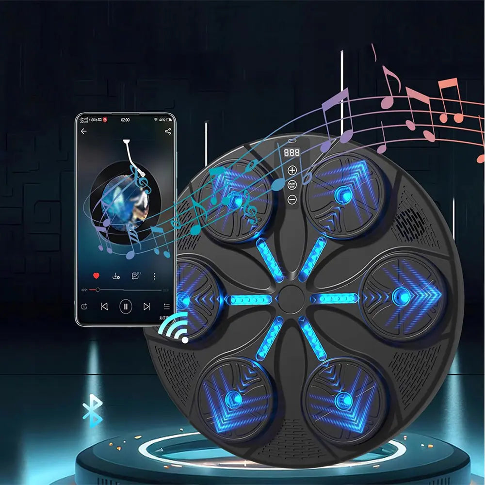 Музыкальная мишень для бокса Bluetooth с регулируемой скоростью и перчатками с RGB-светодиодами (1050D)