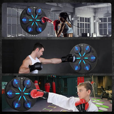 Музыкальная мишень для бокса Bluetooth с регулируемой скоростью и перчатками с RGB-светодиодами (1050D)