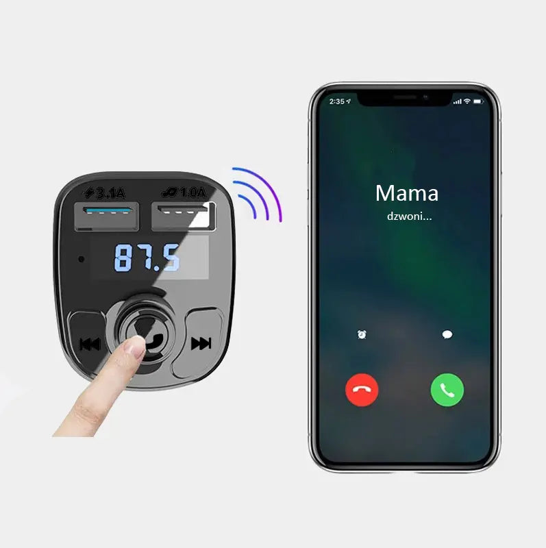 Bluetooth FM MP3-передатчик с зарядным устройством и воспроизведением звука через радио (735D)