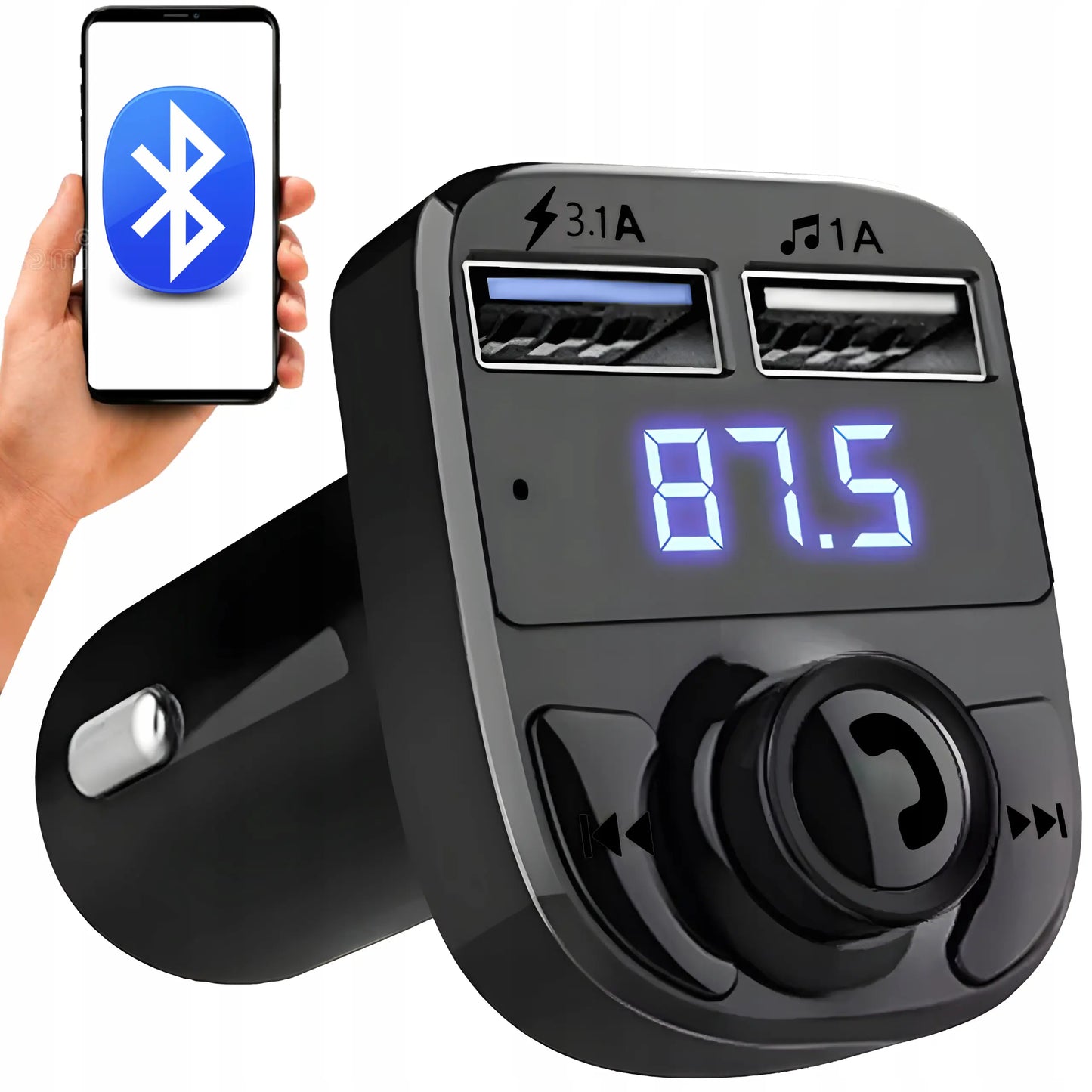 Bluetooth FM MP3-передатчик с зарядным устройством и воспроизведением звука через радио (735D)