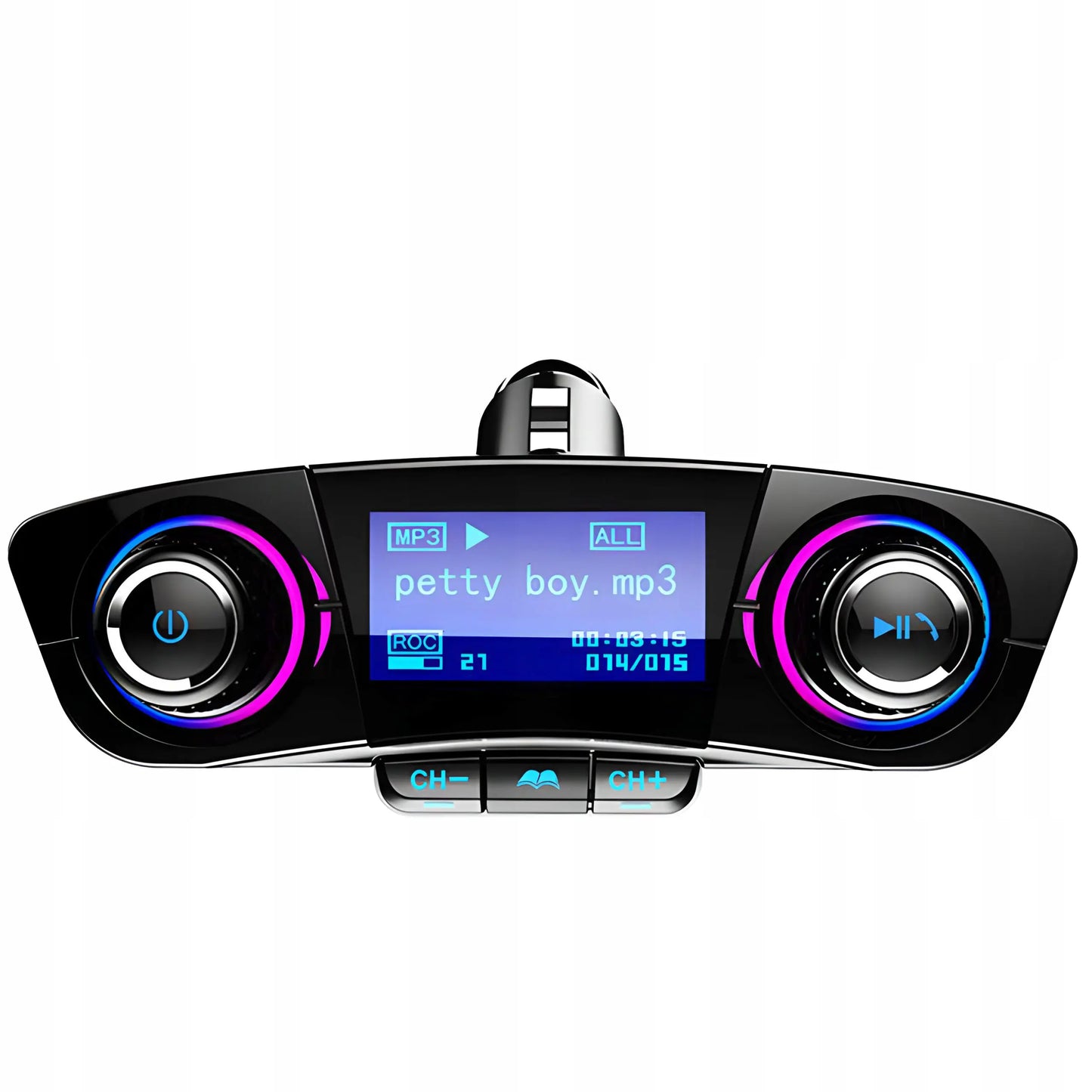 Daudzfunkcionāls automobiļu FM pārraidejs Bluetooth 5.0 ar USB un displeju 8W1 (815D)