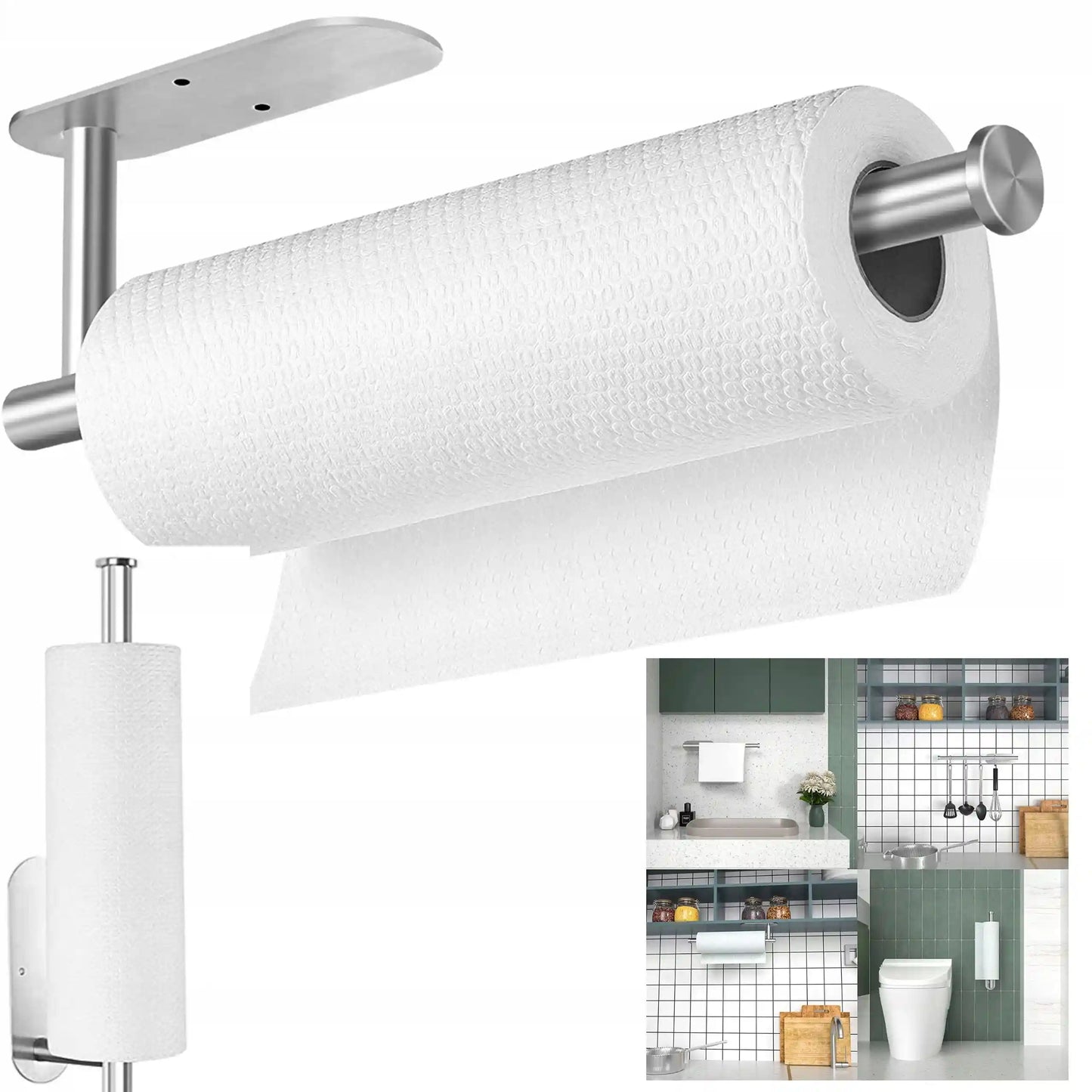 Virtuves papīra dvieļu turētājs, pašlīmējošs un izturīgs loft stilā (496D)