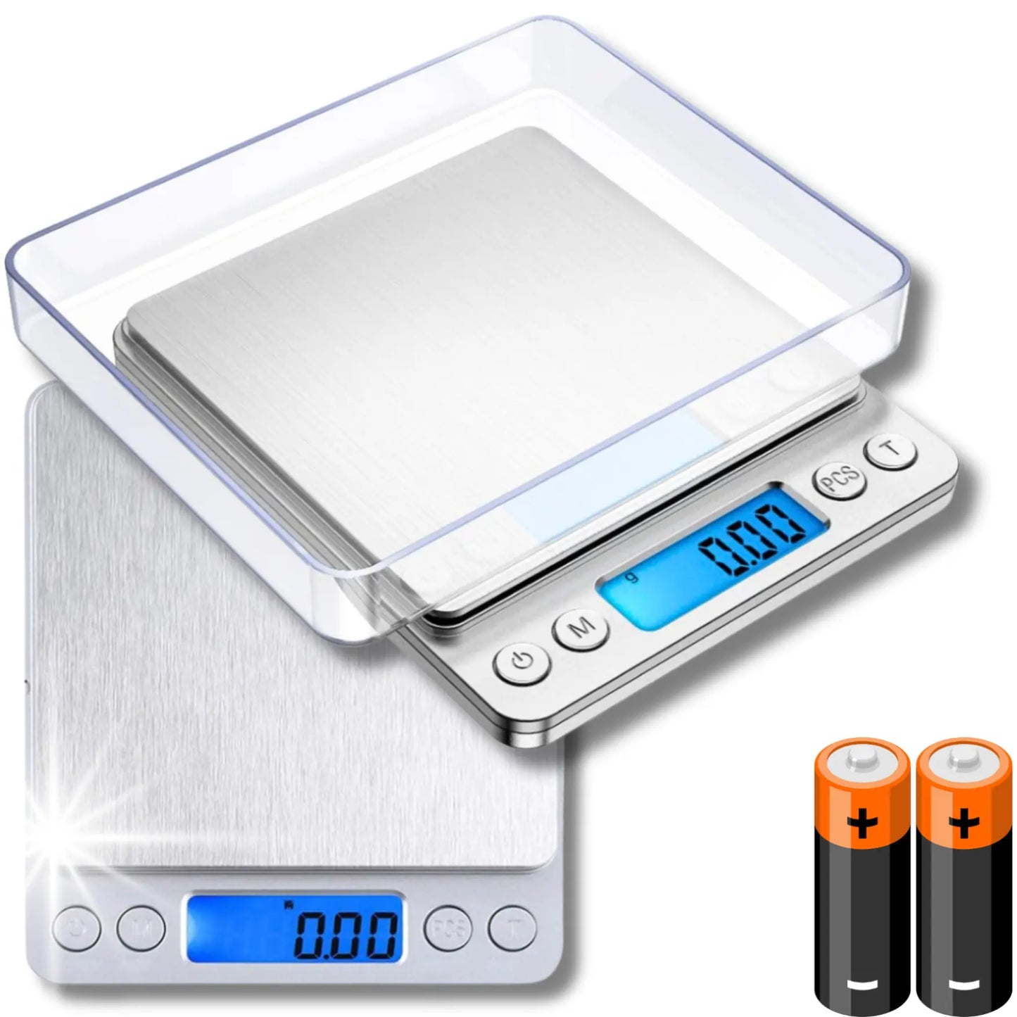 Elektroniskās juvelieru svari LCD 2000 g ar precizitāti 0,1 g virtuvei (704D)