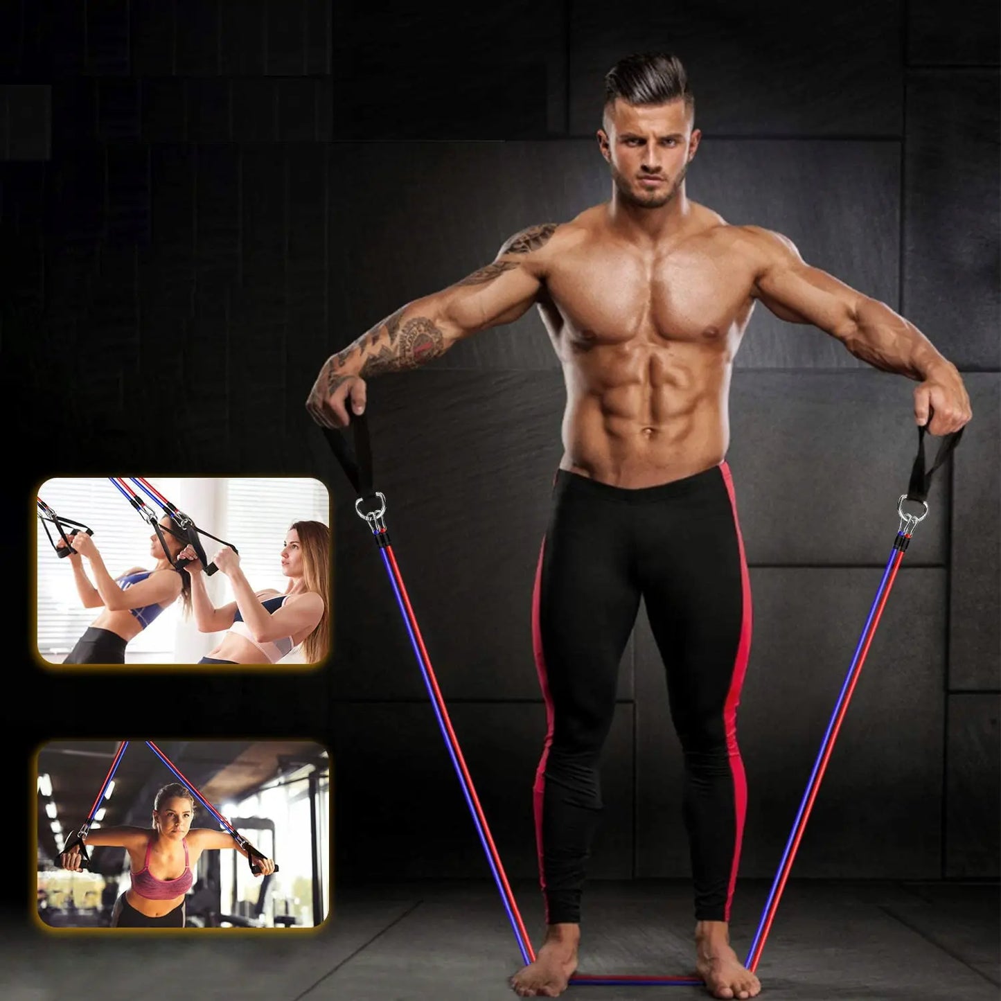 Fitnesa gumija, 5 gabalu pretestības joslu komplekts (372D)