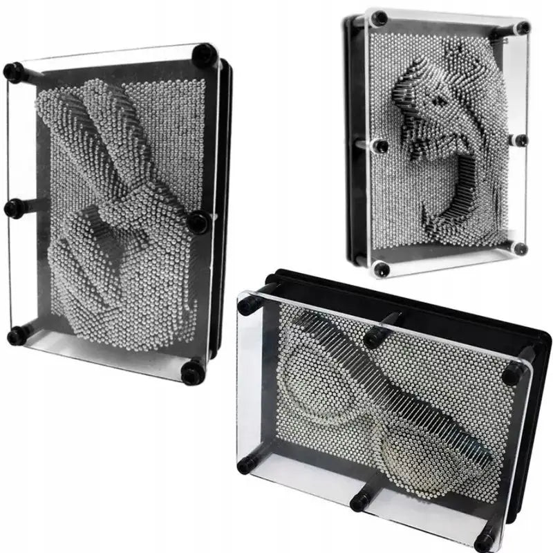 Radoša spēle ar metāla dēli Pin Art XXL sudraba krāsā (594D)