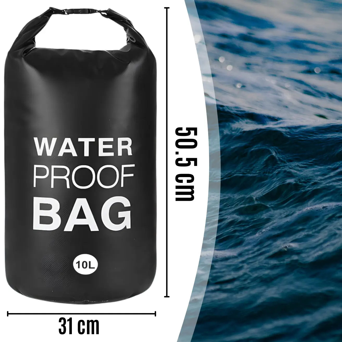 Водонепроницаемая сумка 10 литров для каяков и лодок для плавания (729D)