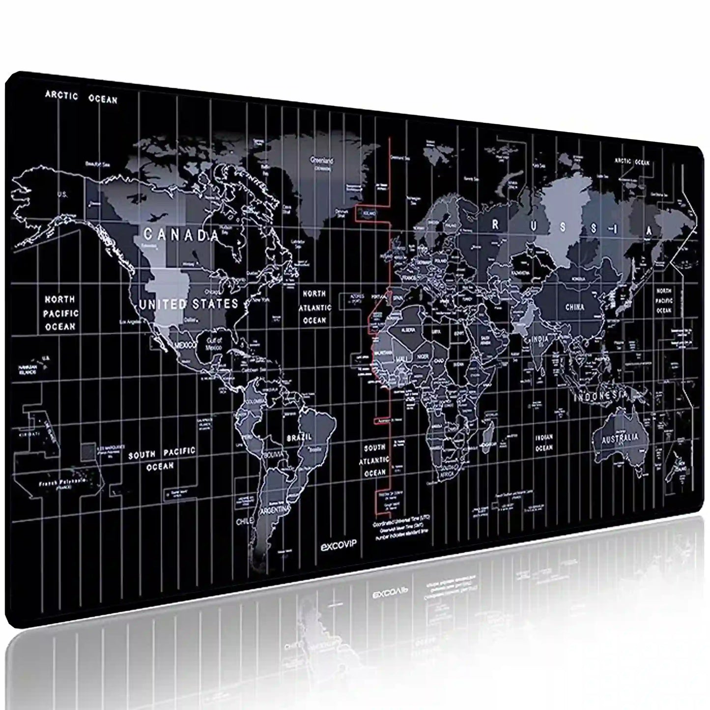 Коврик для мышки компьютерный большой игровой с картой мира, 80х30 см