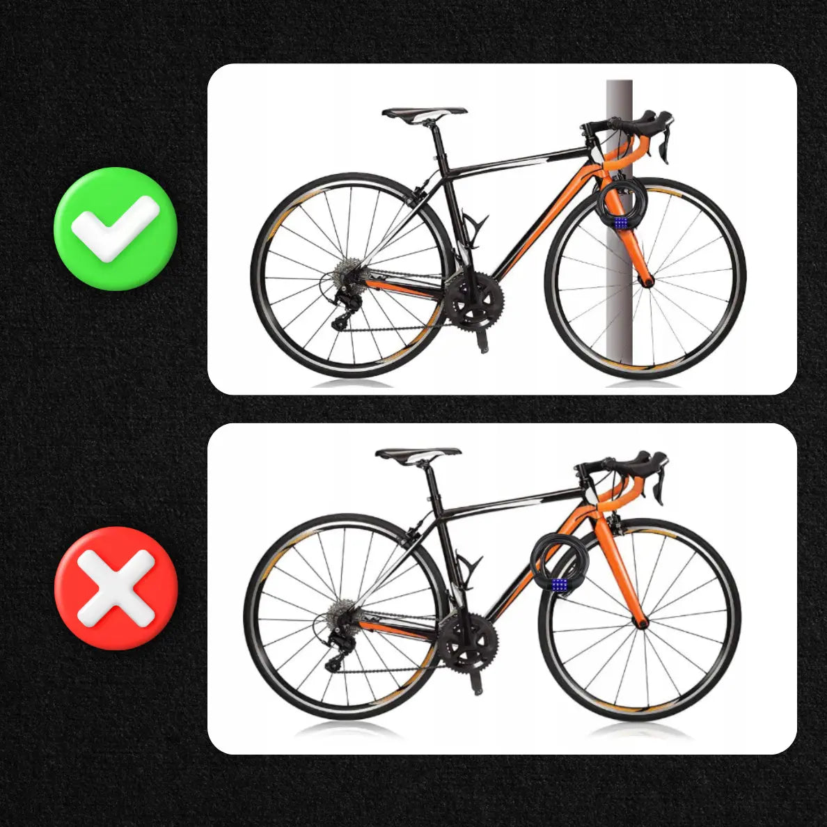 Pārkodējama velosipēdu slēdzene, 1 m, biezums 12 mm (288D)