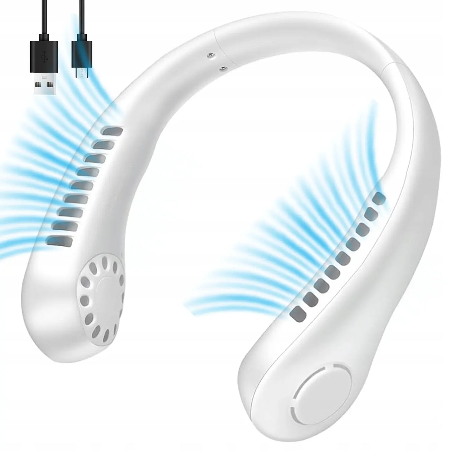Portatīvais kakla ventilators, mini ventilators ar USB uzlādi, balts (220D)