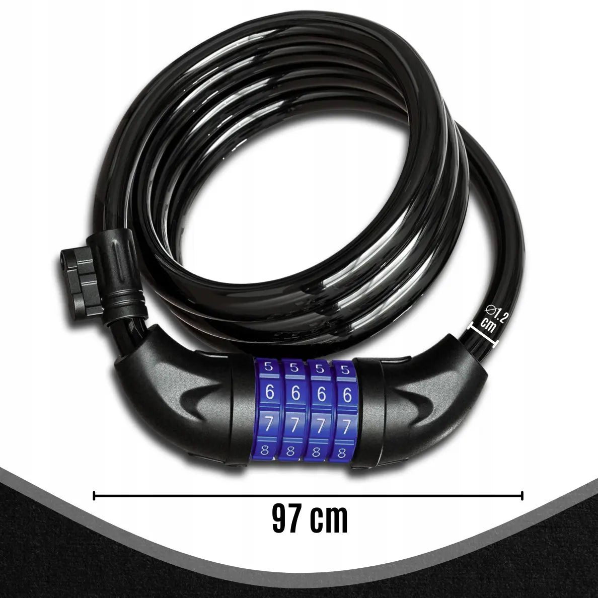 Pārkodējama velosipēdu slēdzene, 1 m, biezums 12 mm (288D)