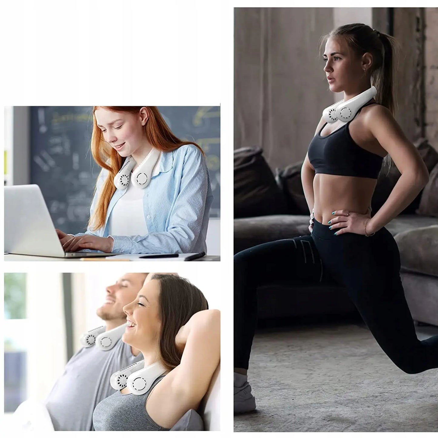 Portatīvais kakla ventilators, mini ventilators ar USB uzlādi, balts (220D)