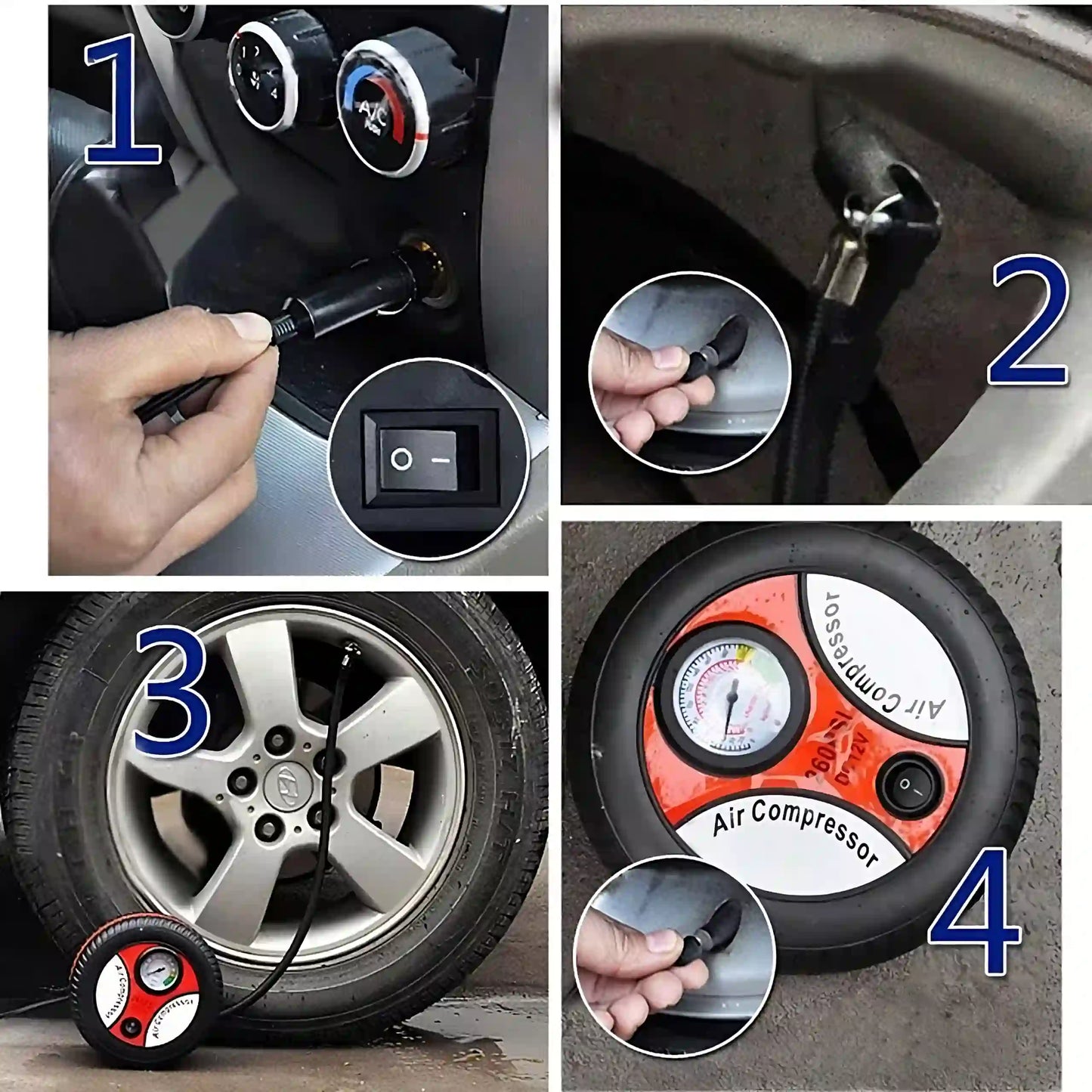 Портативный электрический воздушный компрессор, 12V
