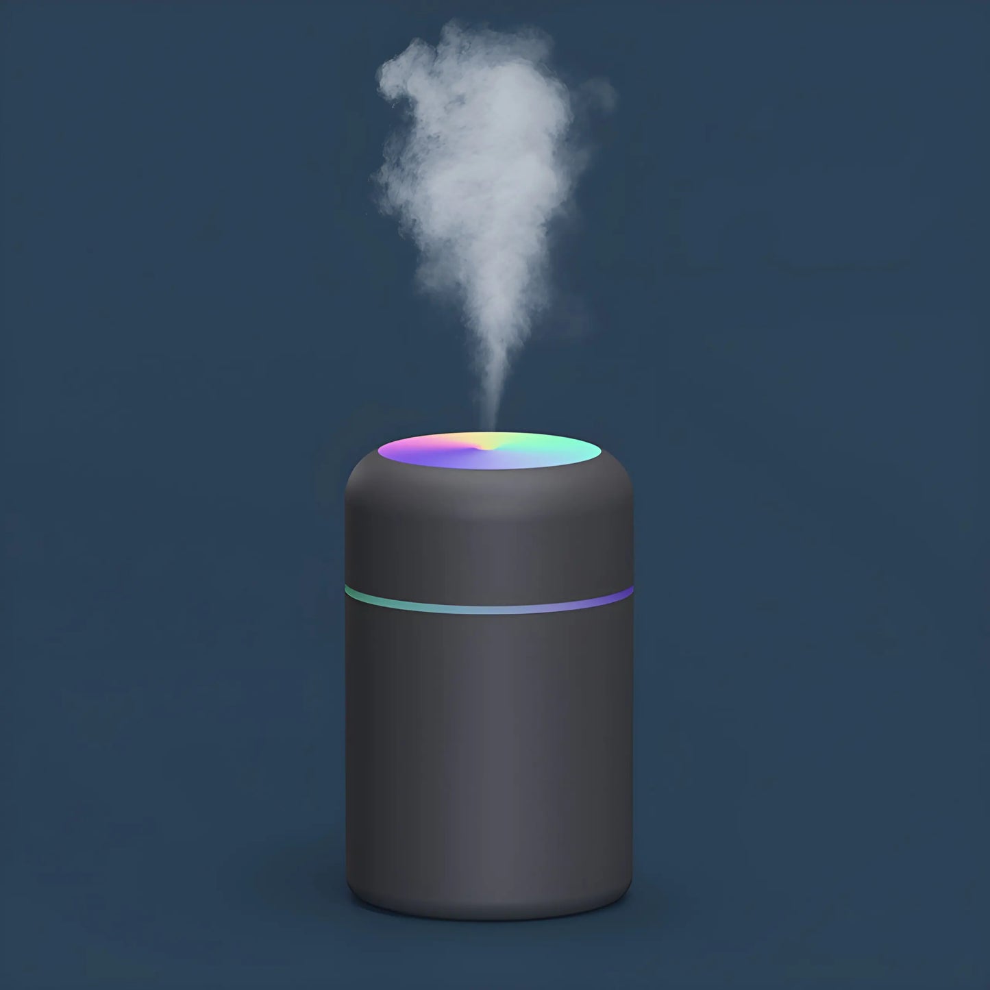 Мини-увлажнитель воздуха, ароматизатор портативный с RGB подсветкой на 300 мл, серый