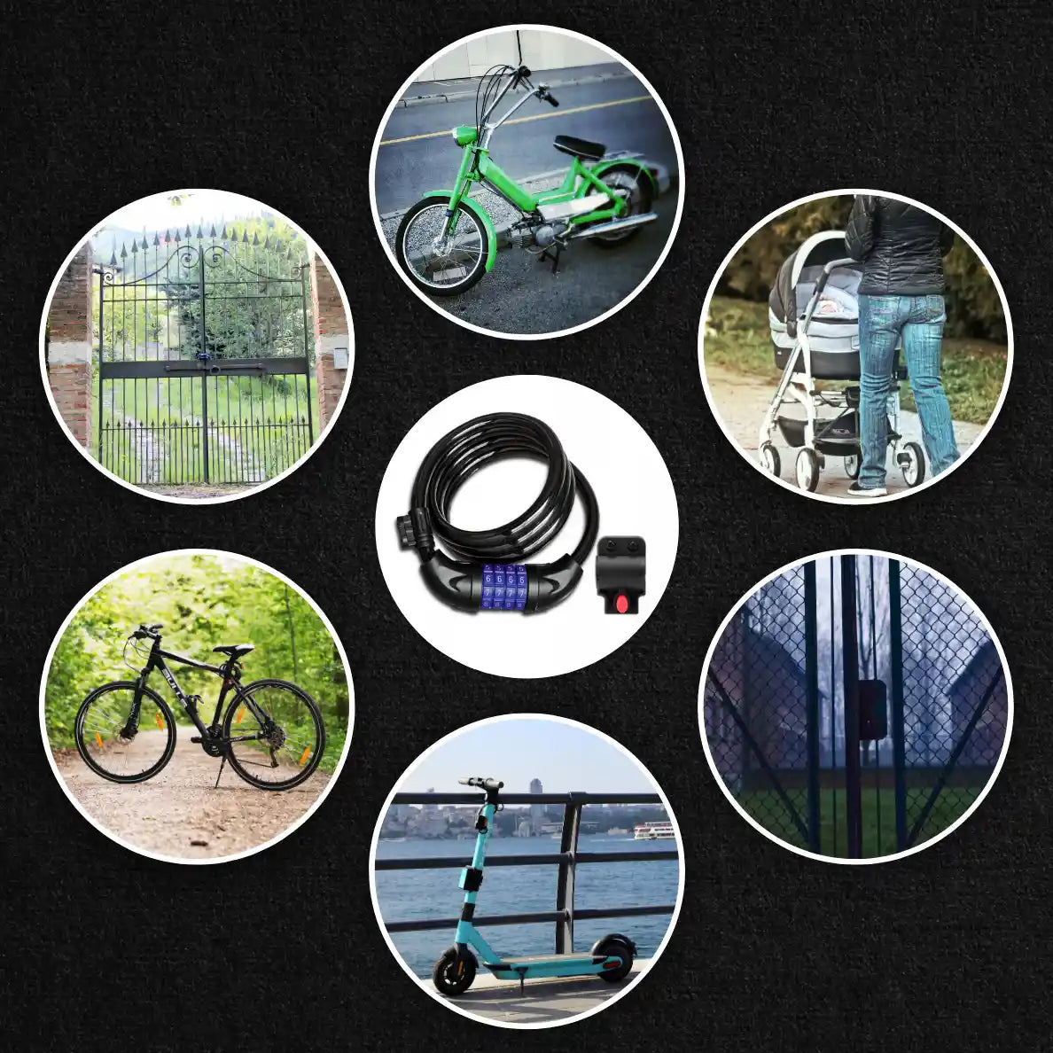 Pārkodējama velosipēdu slēdzene, 1 m, biezums 12 mm (288D)