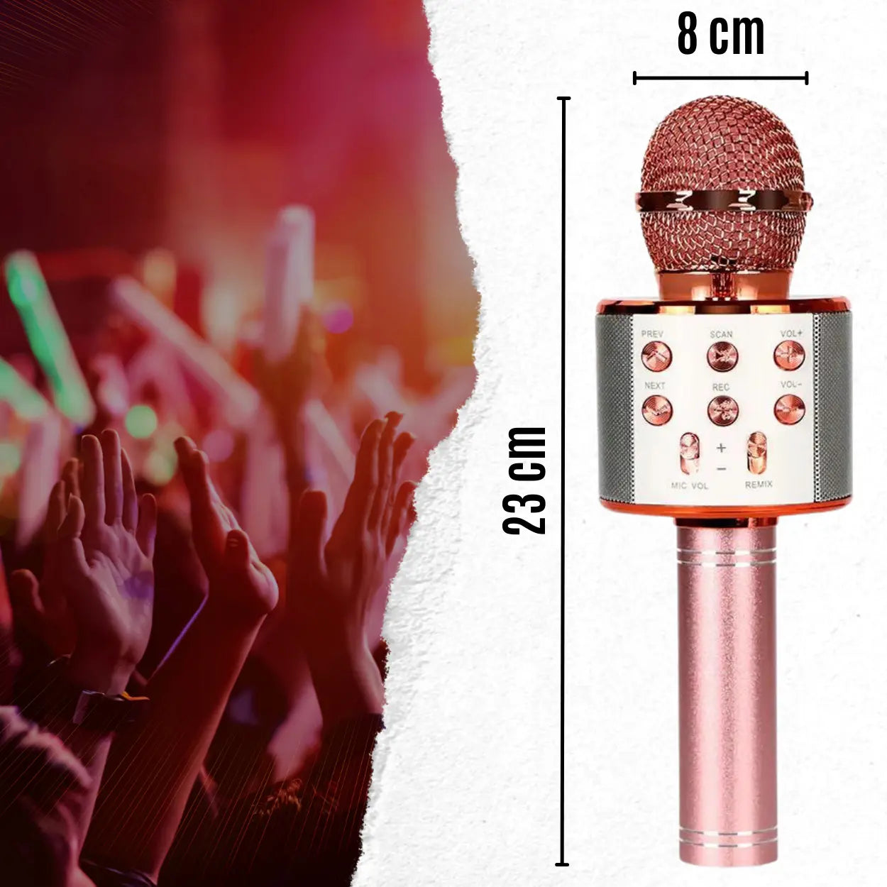 Bezvadu karaoke mikrofons ar trokšņu slāpēšanu un iebūvētu skaļruni (70D)
