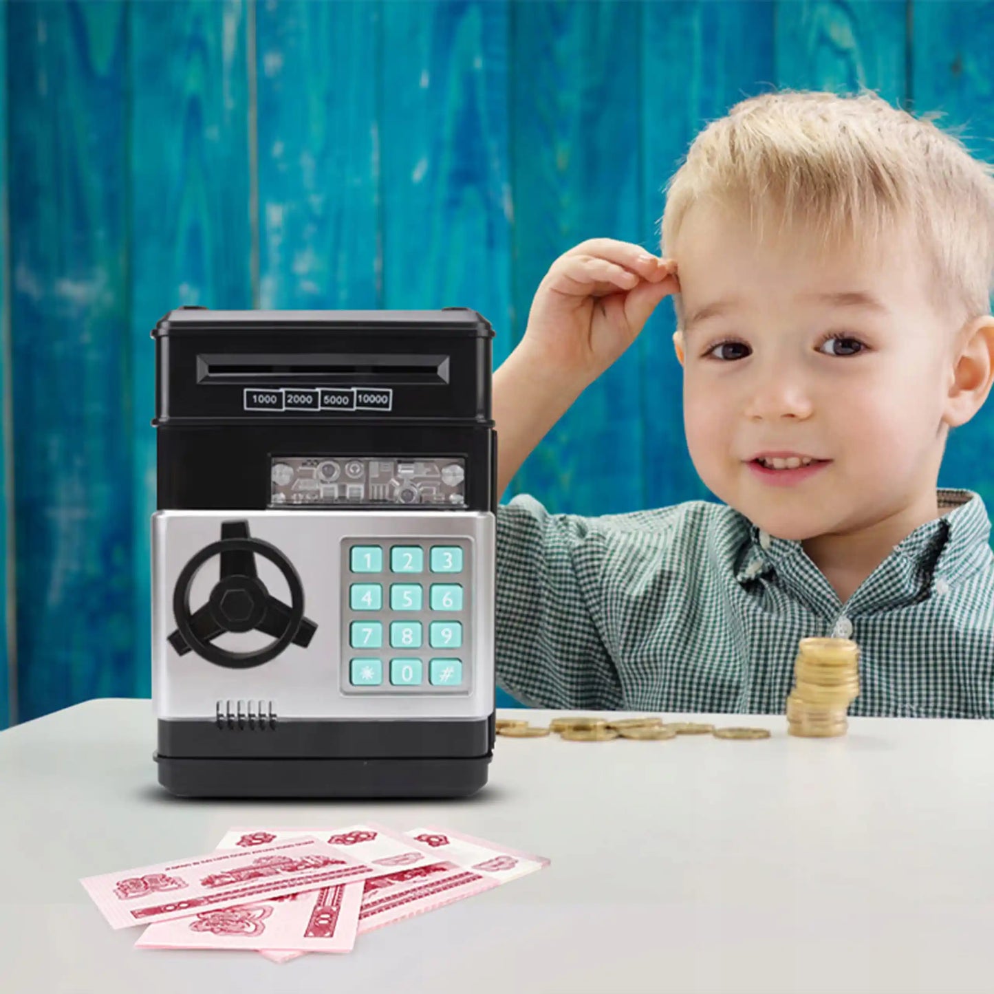 Seifs-kasīte monētām ar bankomāta funkciju un PIN kodu (404D)