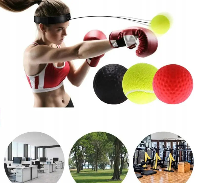 Тренировочный рефлекторный мяч для головы FIGHT REFLEX BALL 3x (450D)