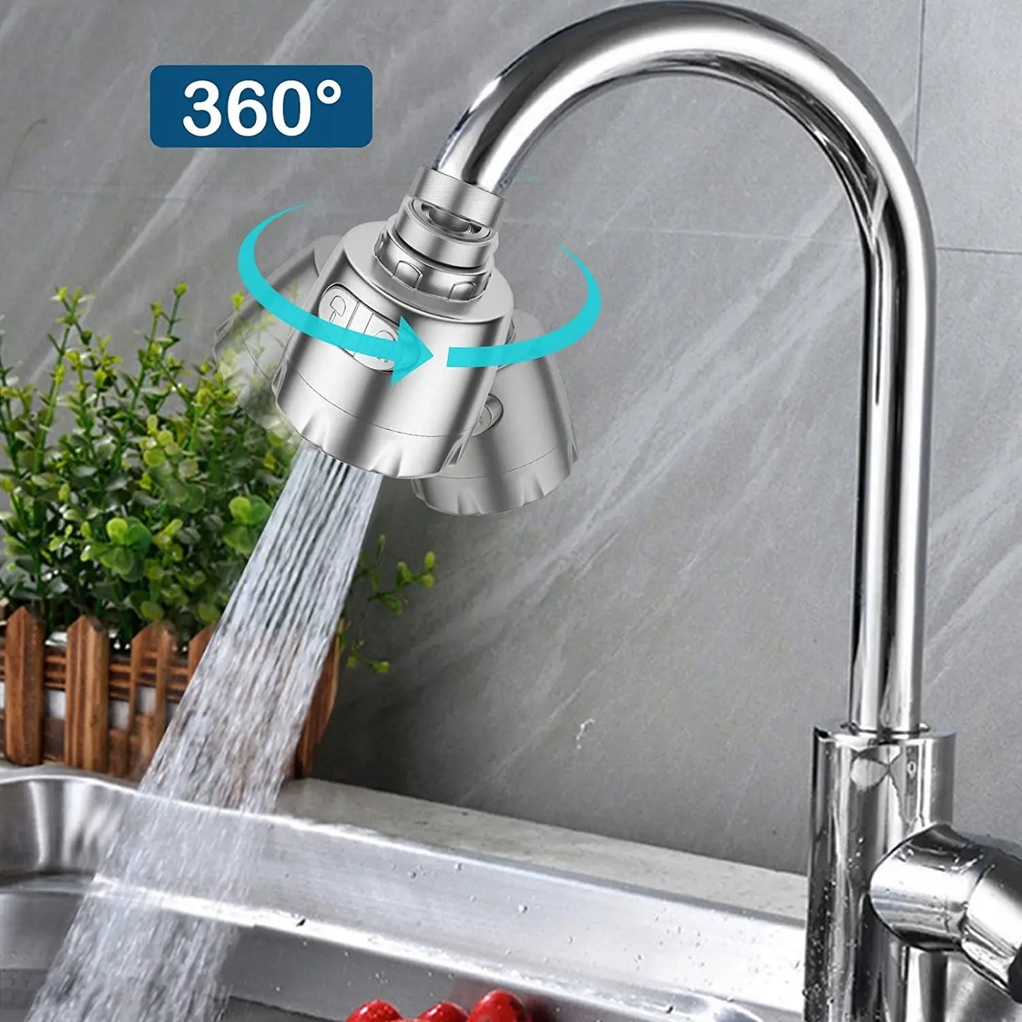 Jaucējkrāna uzgalis 2 režīmi, rotējošs aerators, taupa ūdeni (222D)