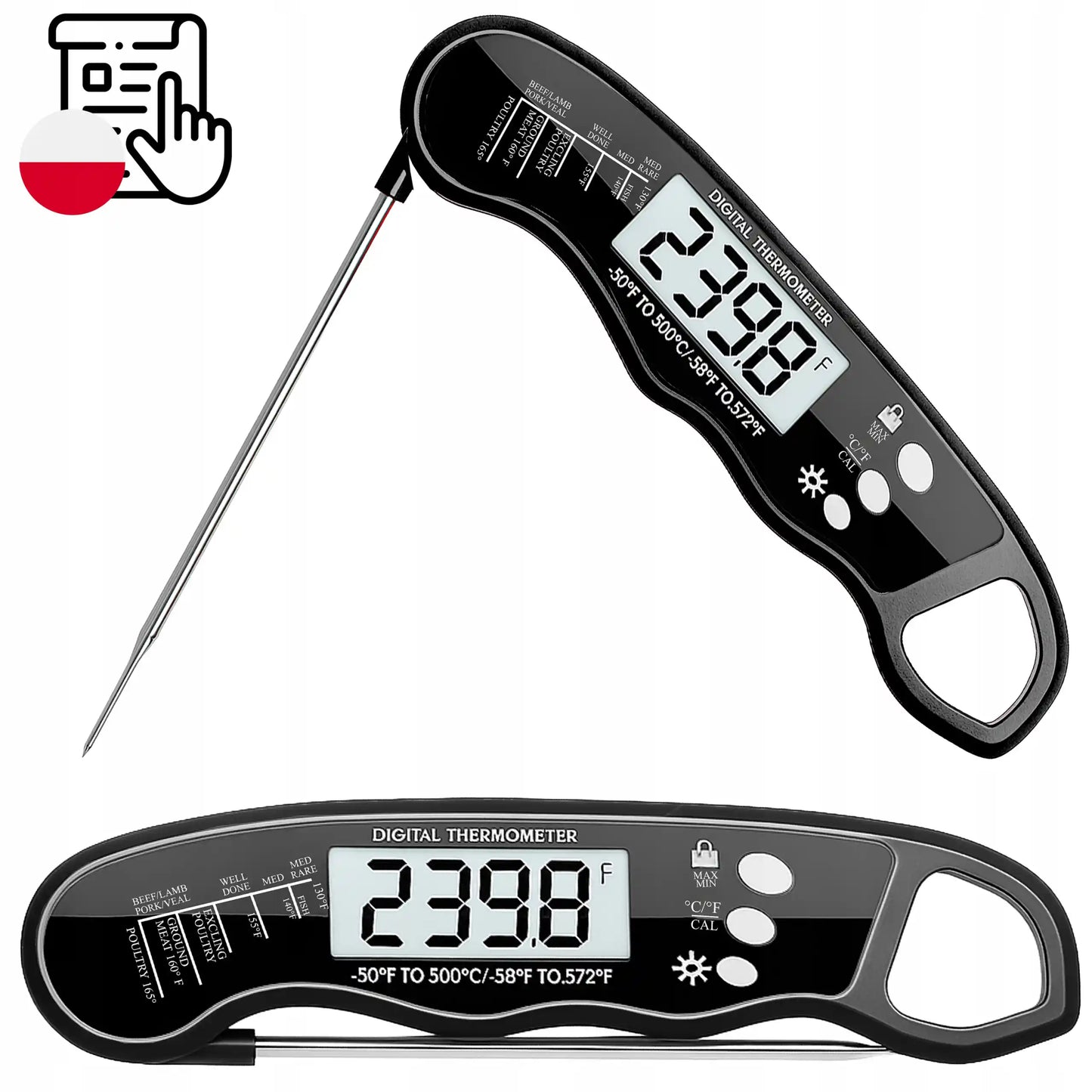 Цифровой кухонный термометр для мяса и гриля, со стрелкой, с ЖК-дисплеем, -50°C + (1061D)