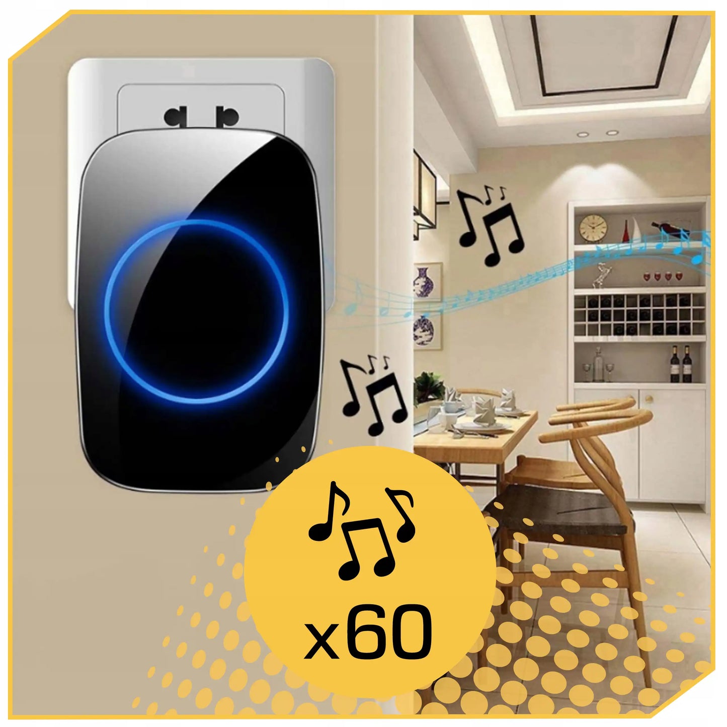 Дверной звонок на батарейках с защитой от воды IP44 и большим радиусом действия (1063D)