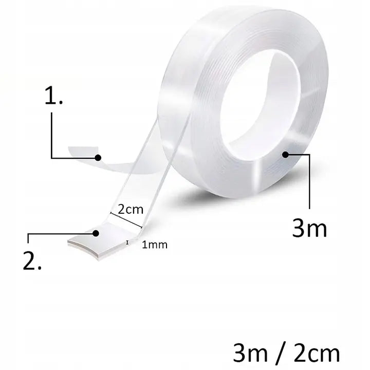 Двусторонняя лента 3м/2см нано многоразовая, с сильным клеем для крепления 3M (1054D)