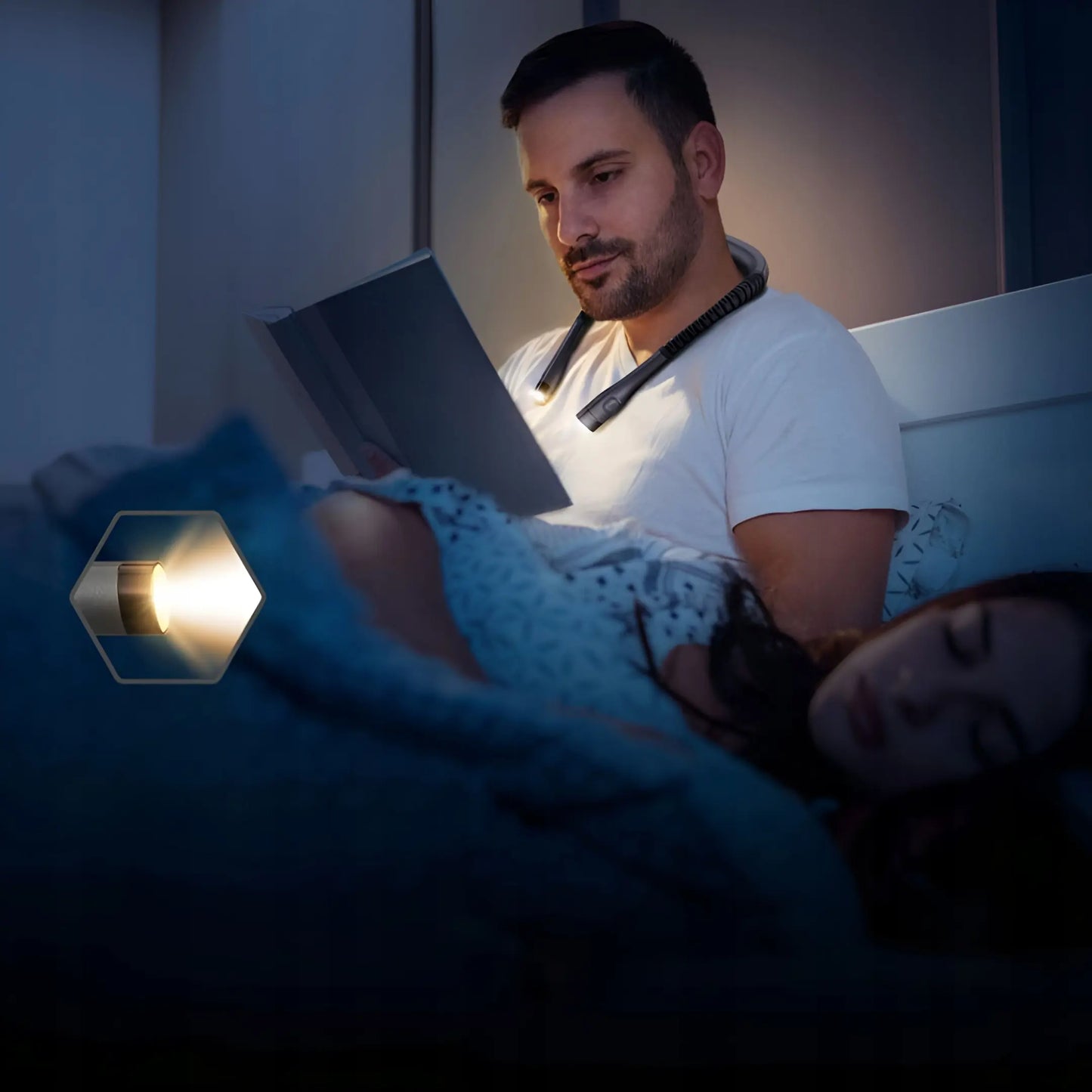 Grāmatu lasīšanas lampa ar elastīgu USB LED un trim gaismas krāsām (1049D)