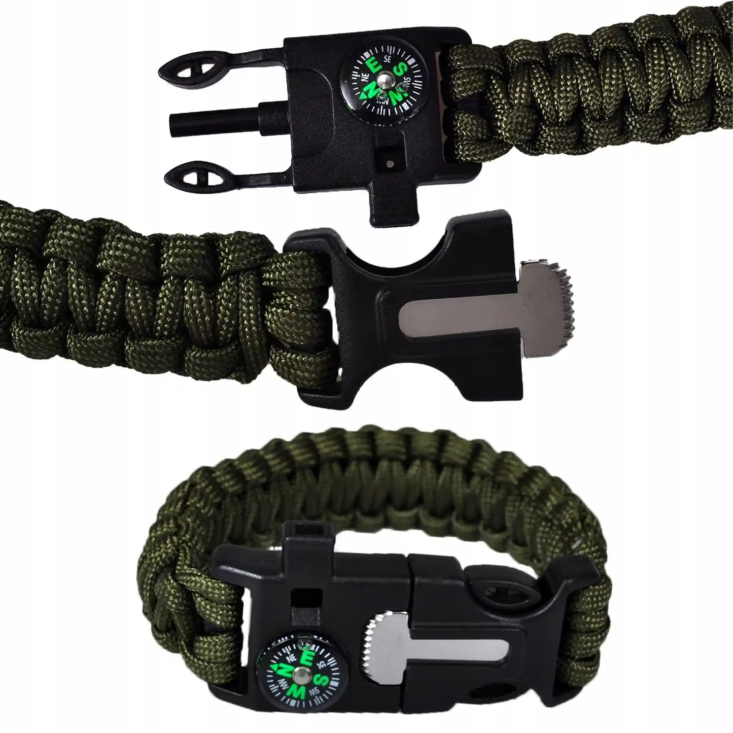 Izdzīvošanas rokassprādze 5in1: paracord, dzirkstele, kompass (615D)