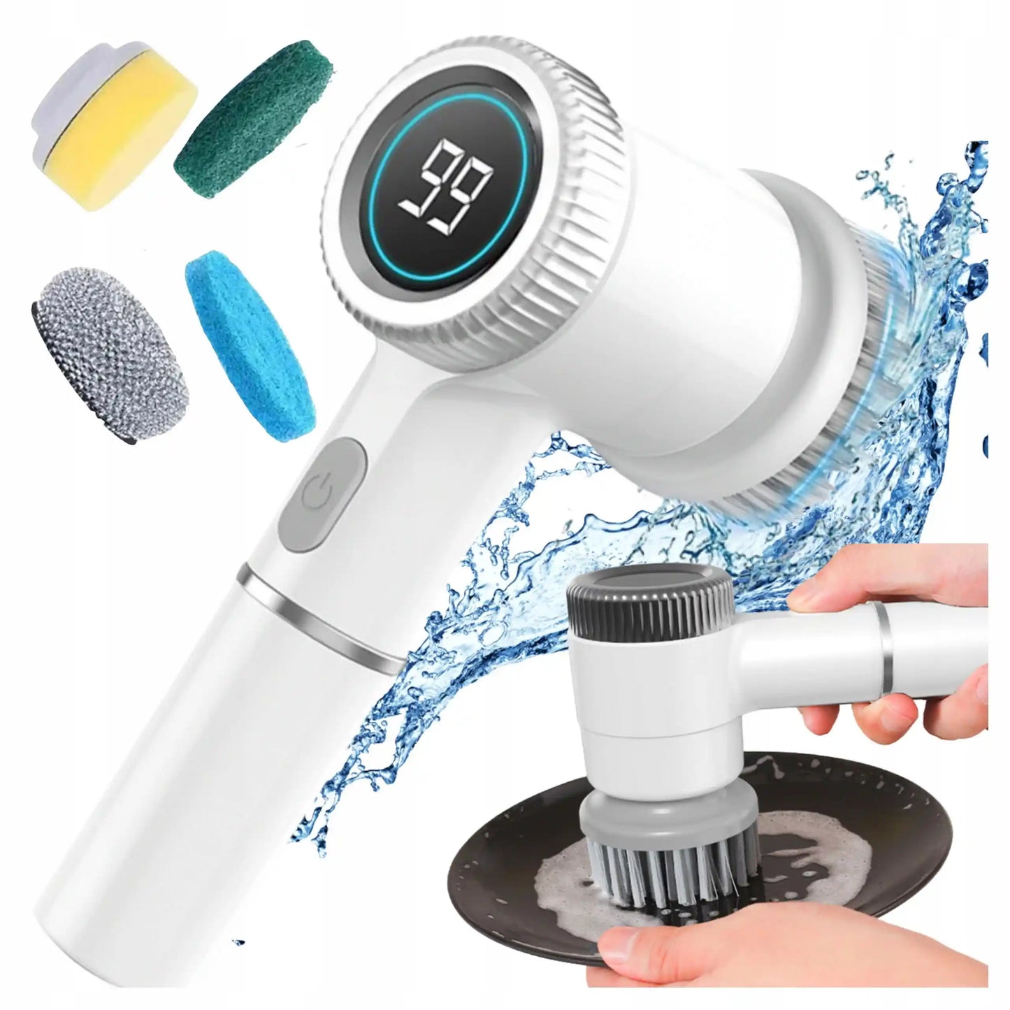 Электрическая вращающаяся щетка с ЖК-дисплеем для чистки и мытья посуды (1056D)
