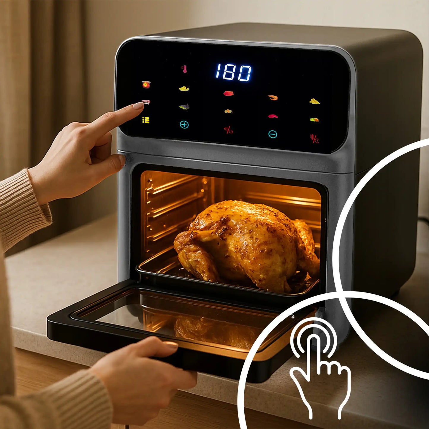 Аэрофритюрница без масла 8,5 л, духовка 1350 Вт, 10 режимов (1059D)