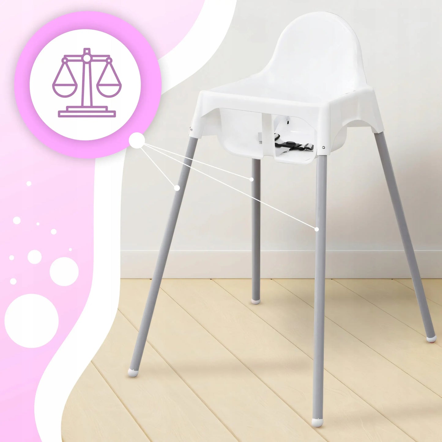 Детский стульчик 2-в-1 с подносом и ремнями безопасности (1060D)