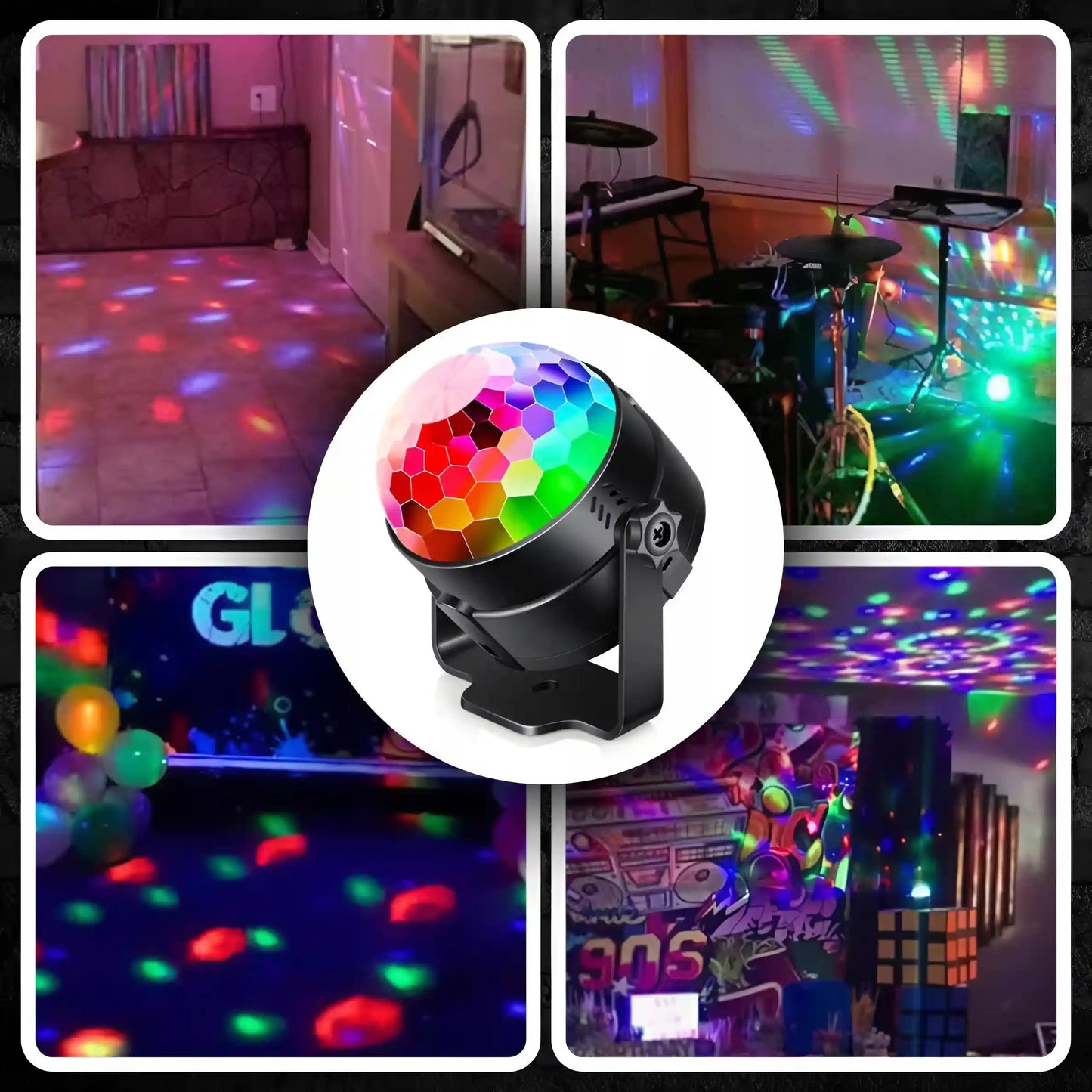 Disco bumba ar RGB LED projektoru ballītēm ar lāzeri un tālvadības pulti (535D)