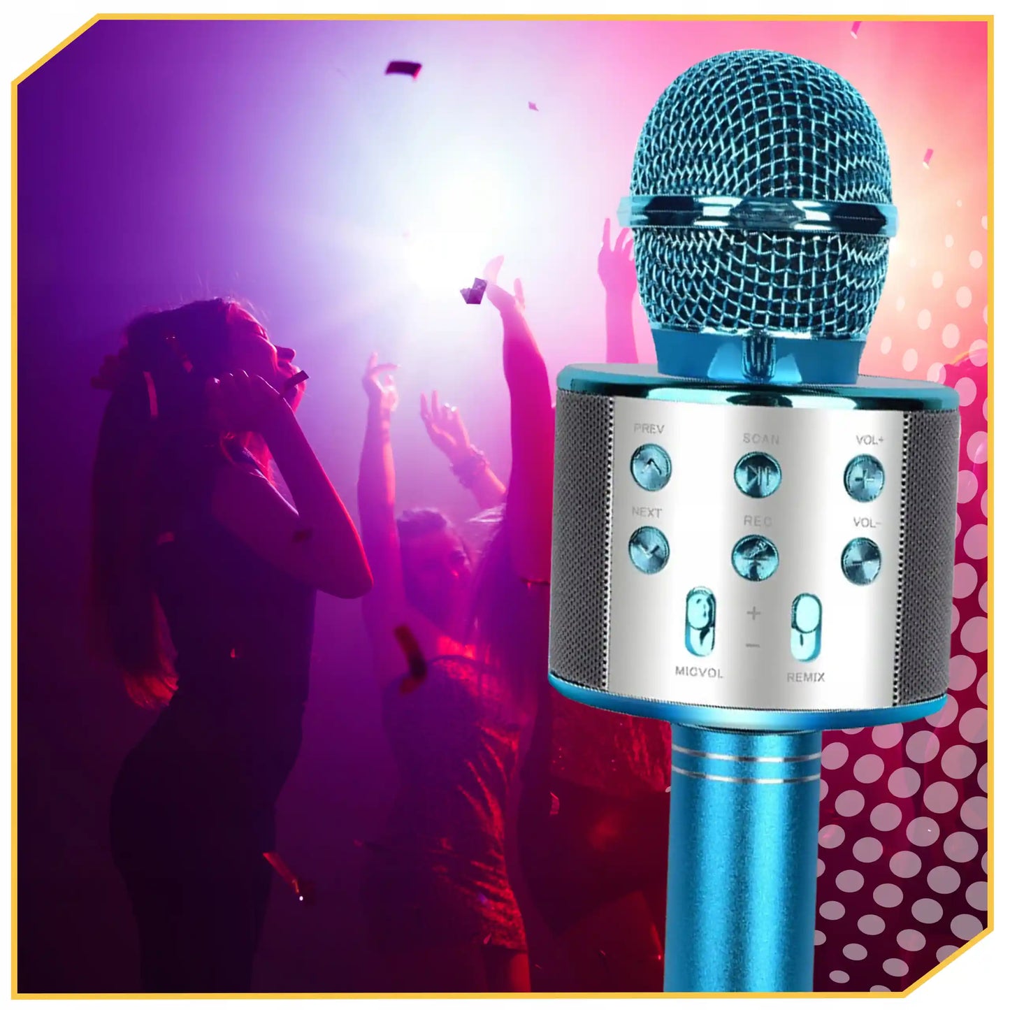 Karaoke skaļrunis ar mikrofona, bluetooth, 4 balsu stili, 5 stundu darbība, zils (367D)