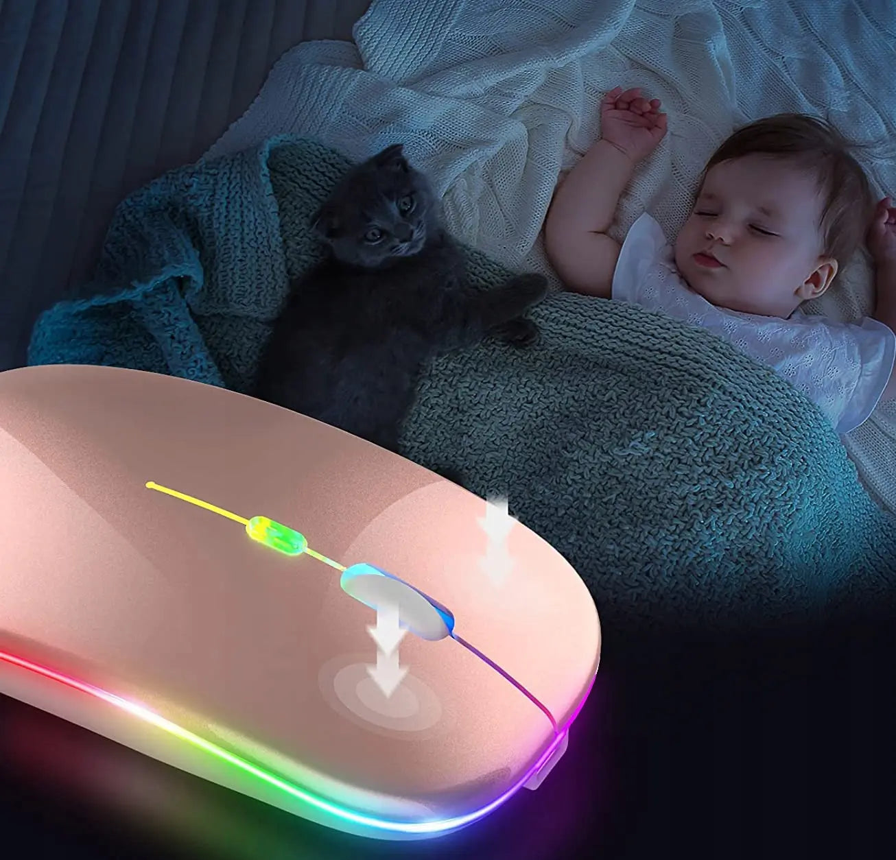 Bezvadu pele Bluetooth USB-C RGB Apple MacBook un ne tikai, rozā krāsā (1011D)