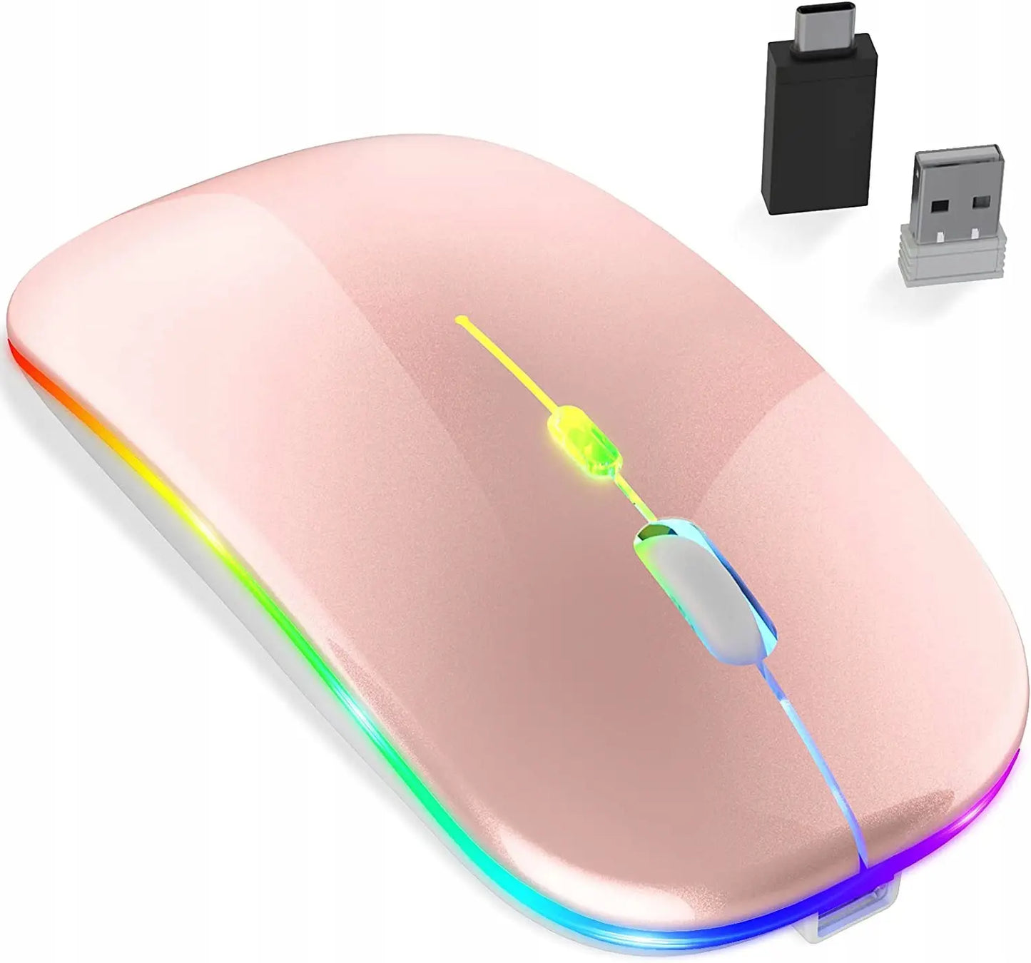 Bezvadu pele Bluetooth USB-C RGB Apple MacBook un ne tikai, rozā krāsā (1011D)