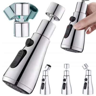 Gatavošanas jaucējkrāna pagarinātājs ar aeratoru un adapteri, 3 funkcijas, 360 grādi, sudraba krāsā (463D)