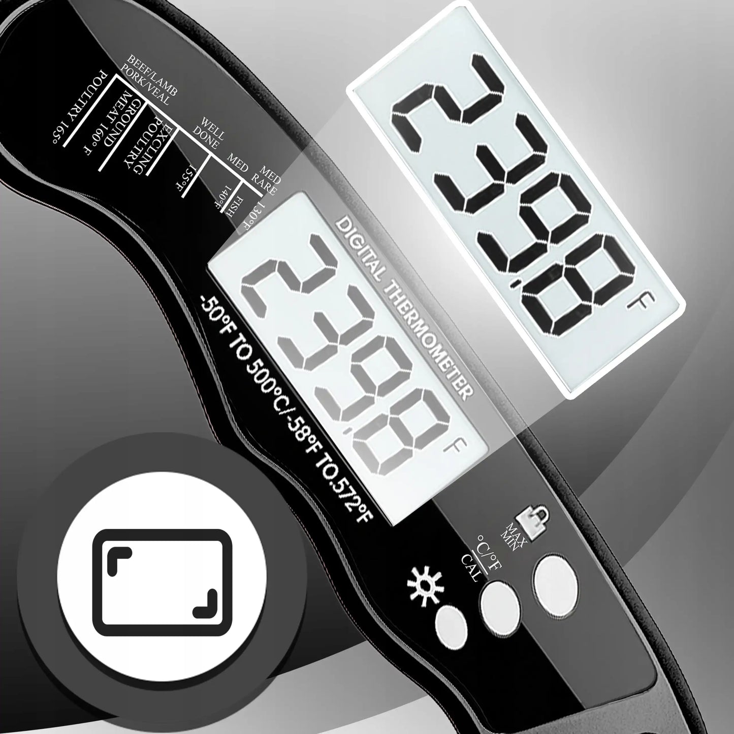 Цифровой кухонный термометр для мяса и гриля, со стрелкой, с ЖК-дисплеем, -50°C + (1061D)