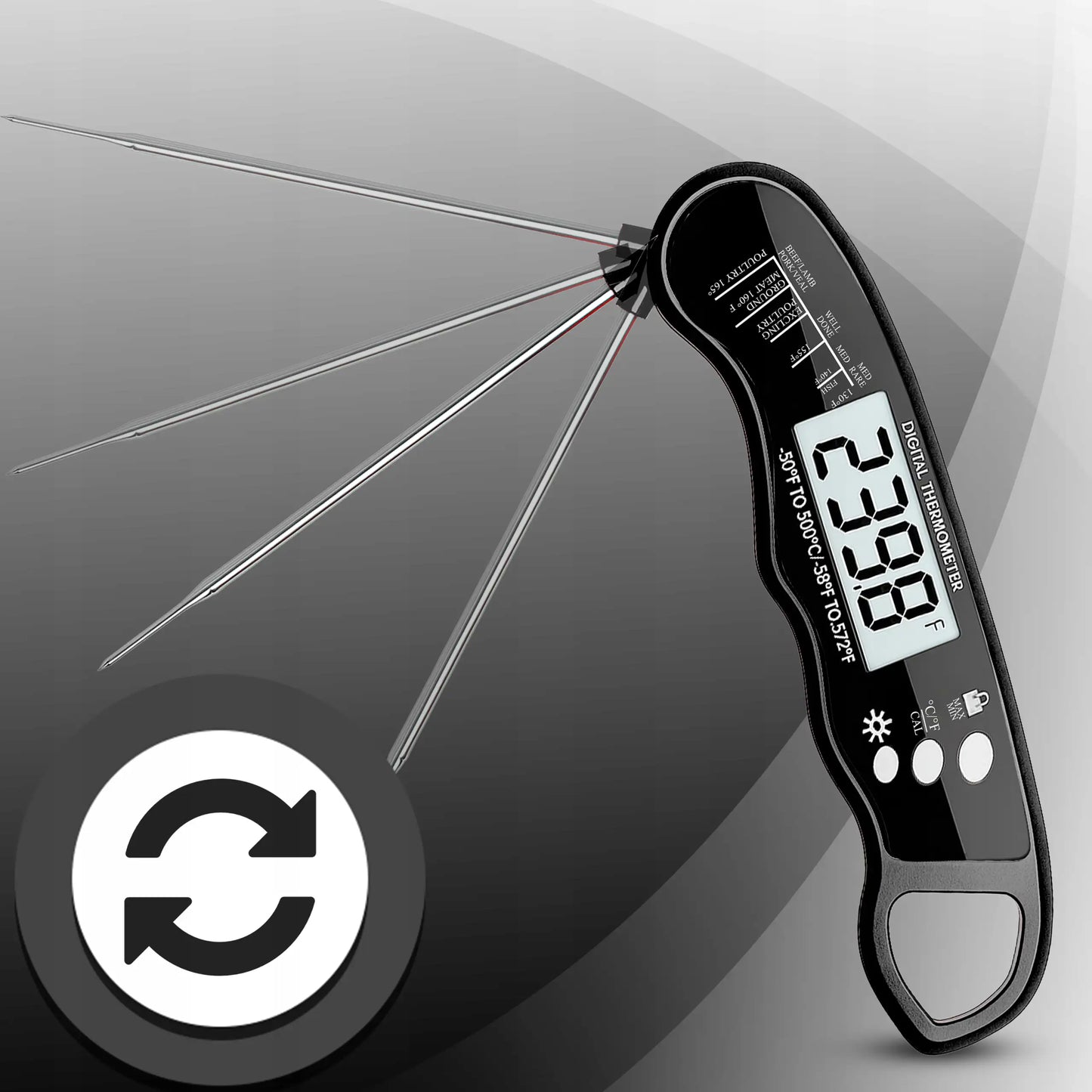 Цифровой кухонный термометр для мяса и гриля, со стрелкой, с ЖК-дисплеем, -50°C + (1061D)