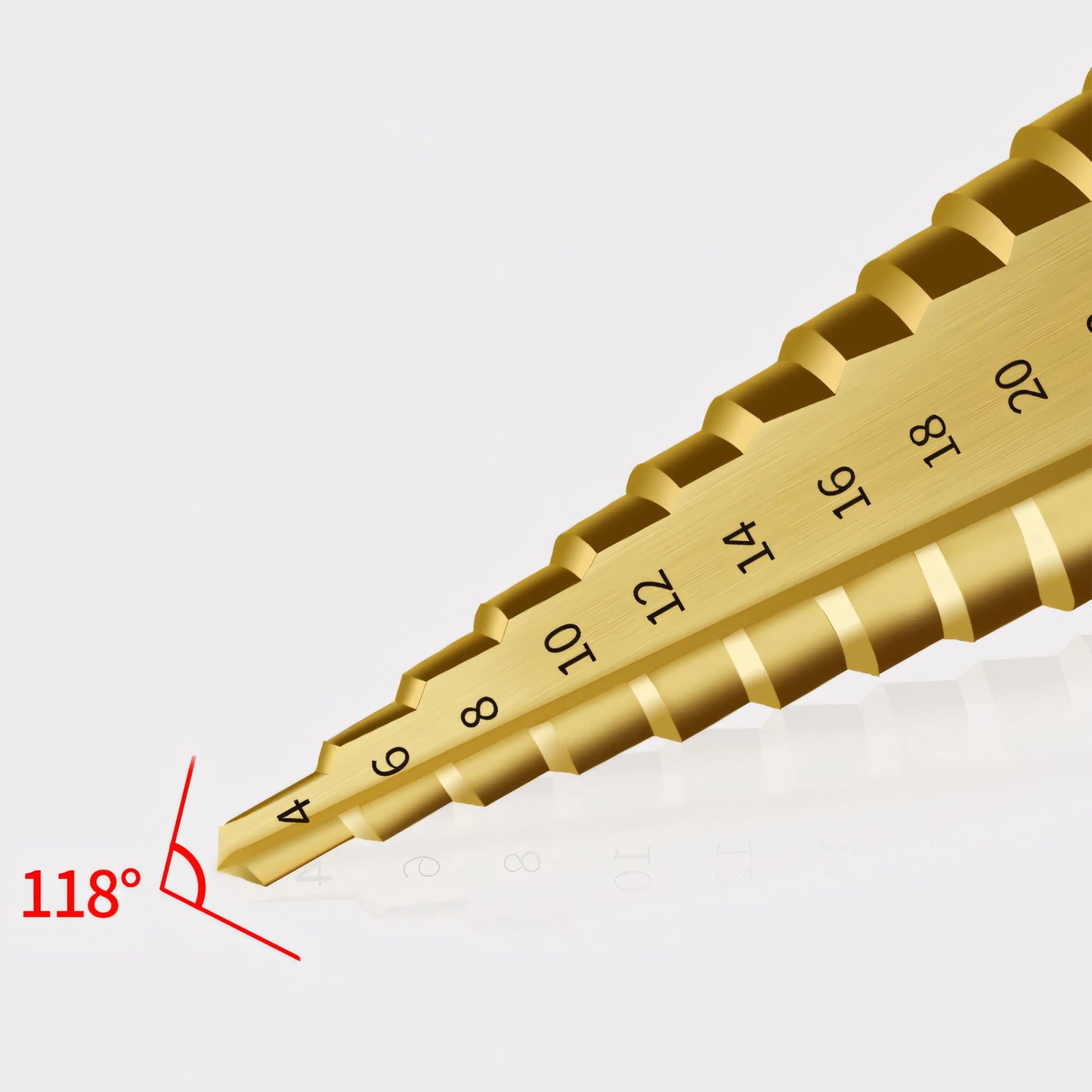 Koni veida pakāpju urbju komplekts metālam un lokšņu dzelzim 4-32 mm HSS (471D)