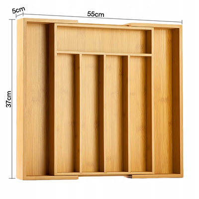 Premium klases bambusa galda piederumu organizators virtuves atvilktnei XXL 55 cm (479D)