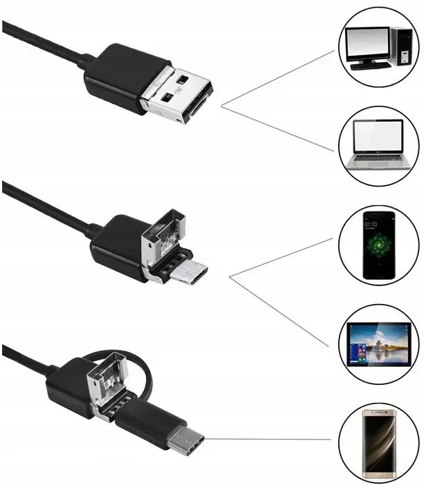 Эндоскоп для телефона 5 метров, водонепроницаемый видео-эндоскоп для компьютера и смартфона
