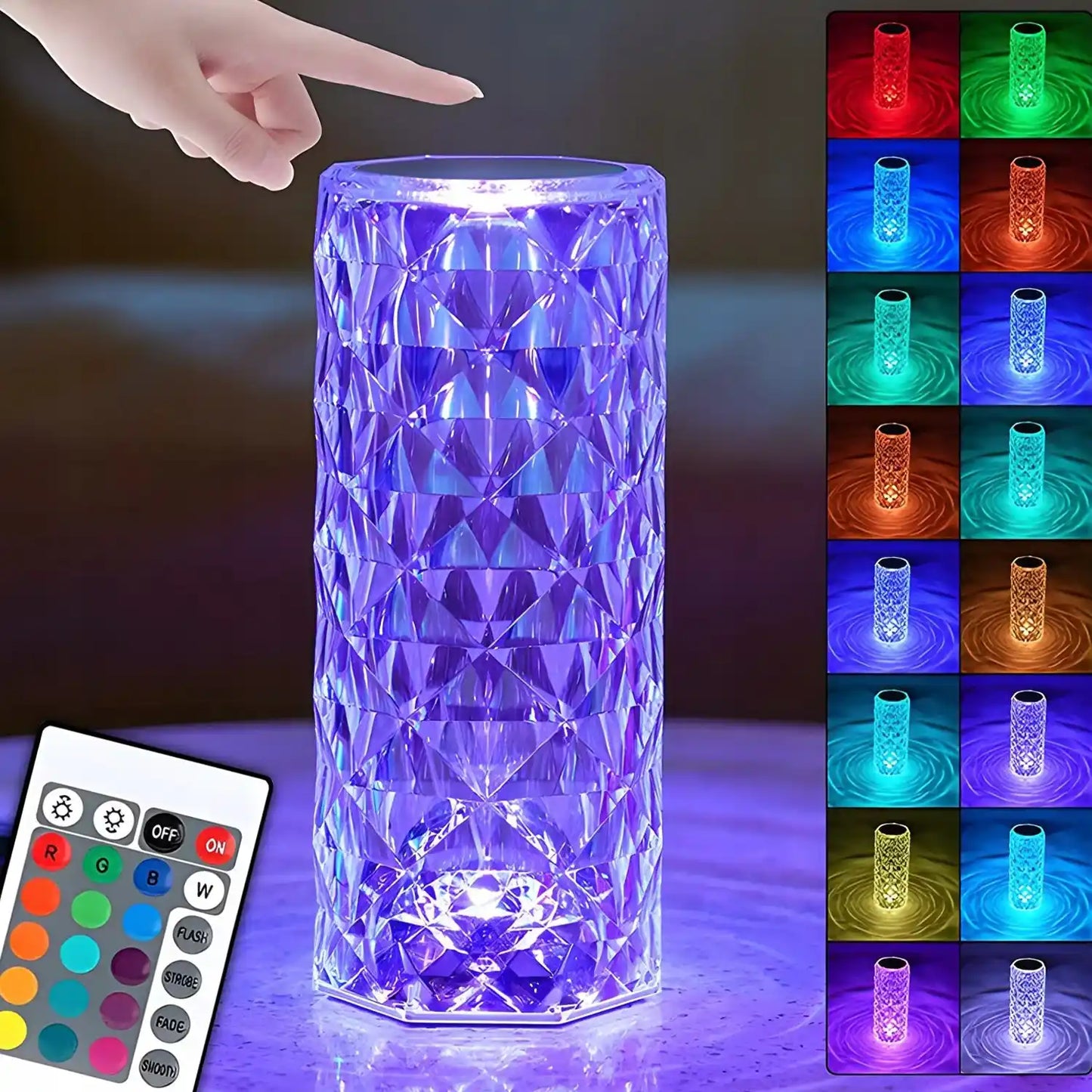 Galda akumulatora RGB LED naktslampiņa ar pulti (169D)